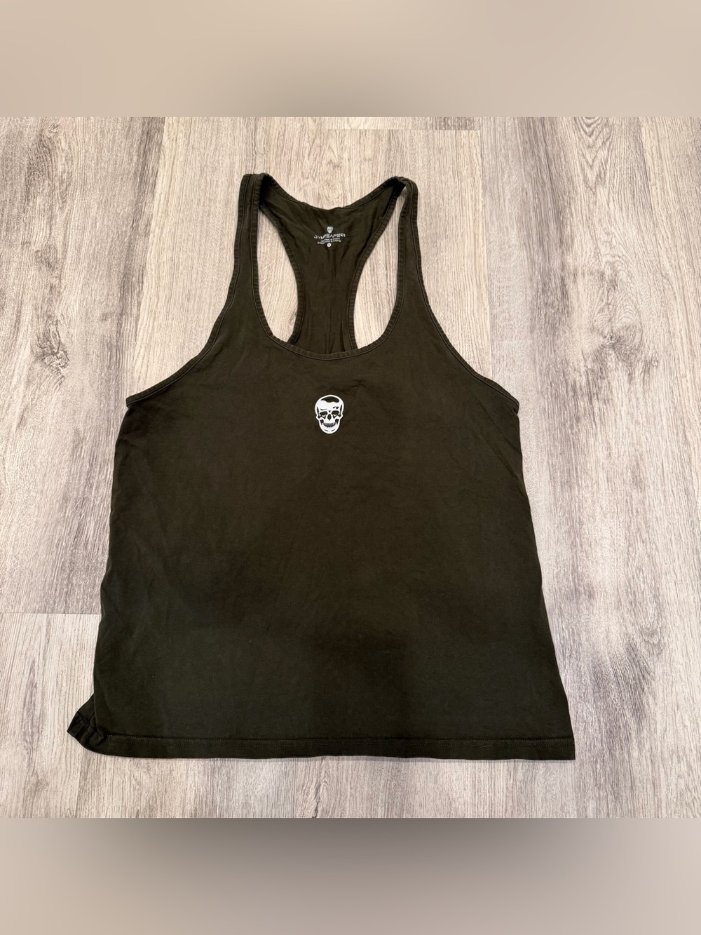 Gymreapers Olive Green Skull Logo Racerback Workout Tank Top Size Medium